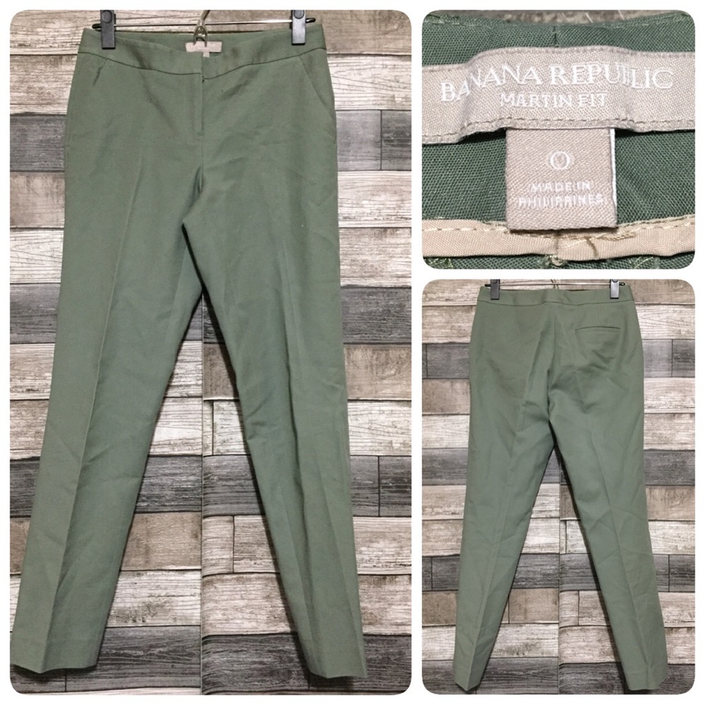 Banana Republic Martin Fit Pants Women’s 0 Green (Inseam 27.5)